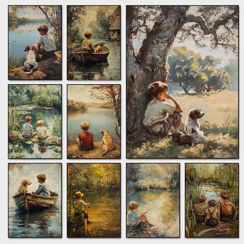 Outdoor Adventure Boys - Pôster de arte vintage para quarto