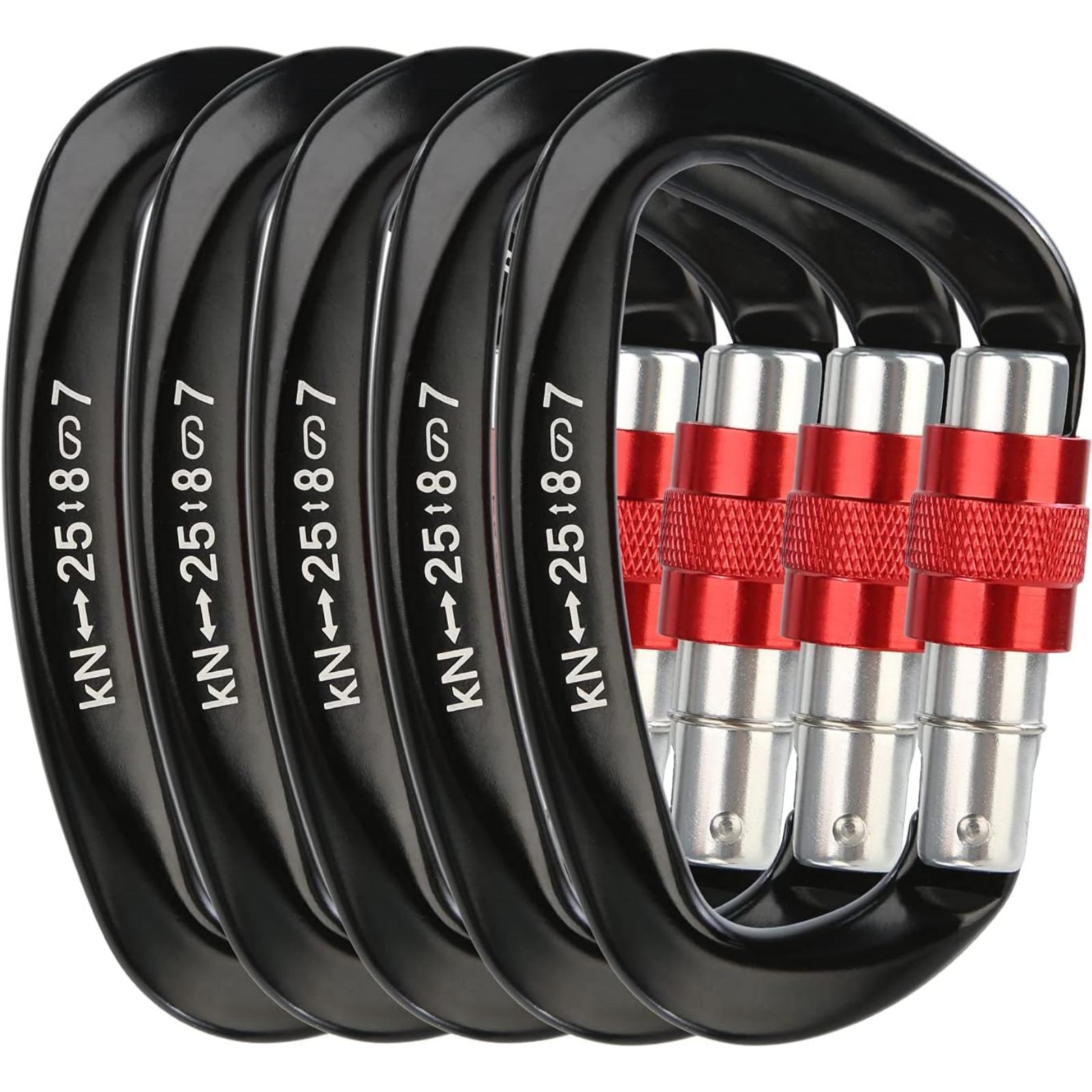 Carabiner Locking D - 5 pçs/set 25kn d-forma mosquetão de