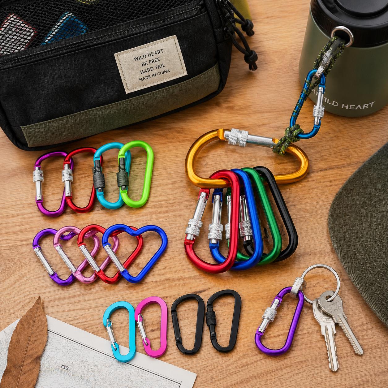 Carabiner Locking D - Pacotes de 6 mosquetões – formato