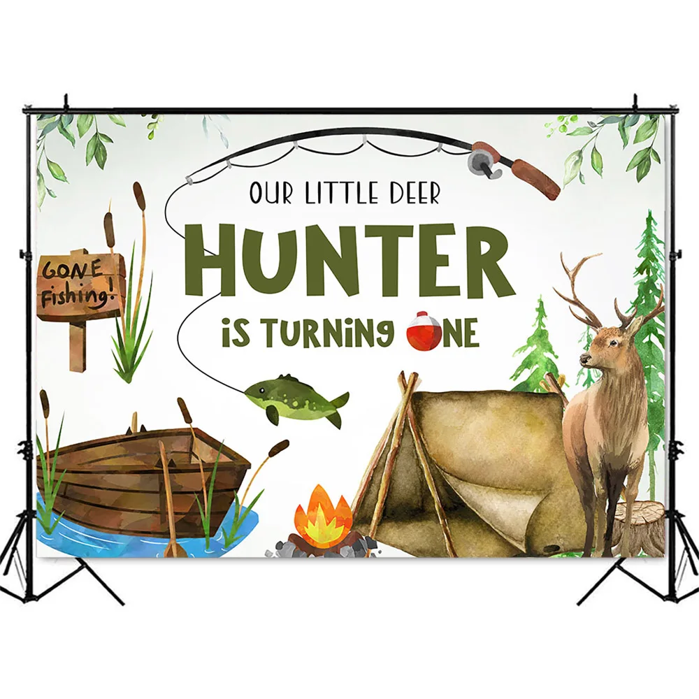 Caça pesca aniversário pano de - Outdoor Adventure Background avaliação e preço